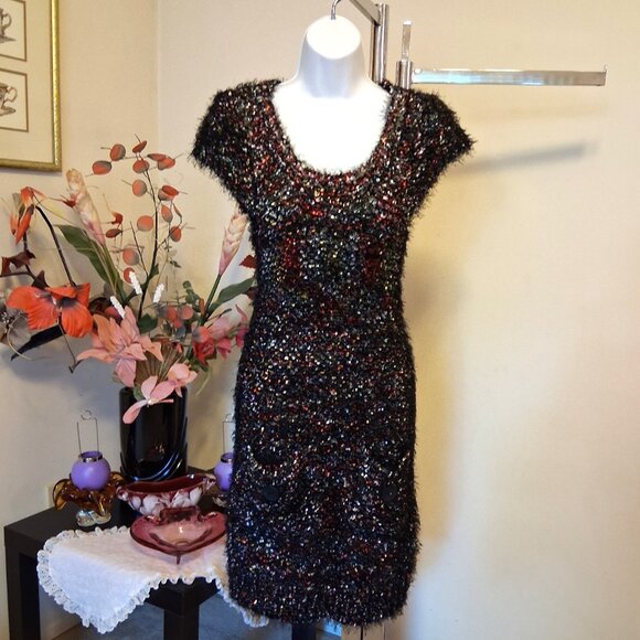 NWOT Papillon Unique Designed Stretchy Cardigan Knit Midi Dress with Scarf - Picture 9 of 11
